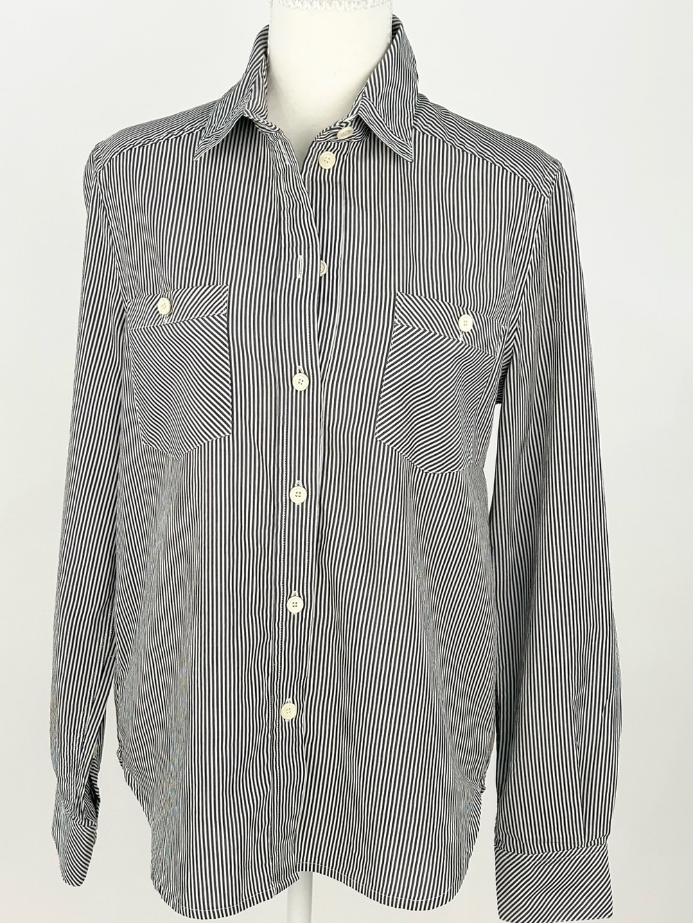 Billy Reid Men’s XS Charcoal Stripe Cotton Button Down Shirt Made in Italy